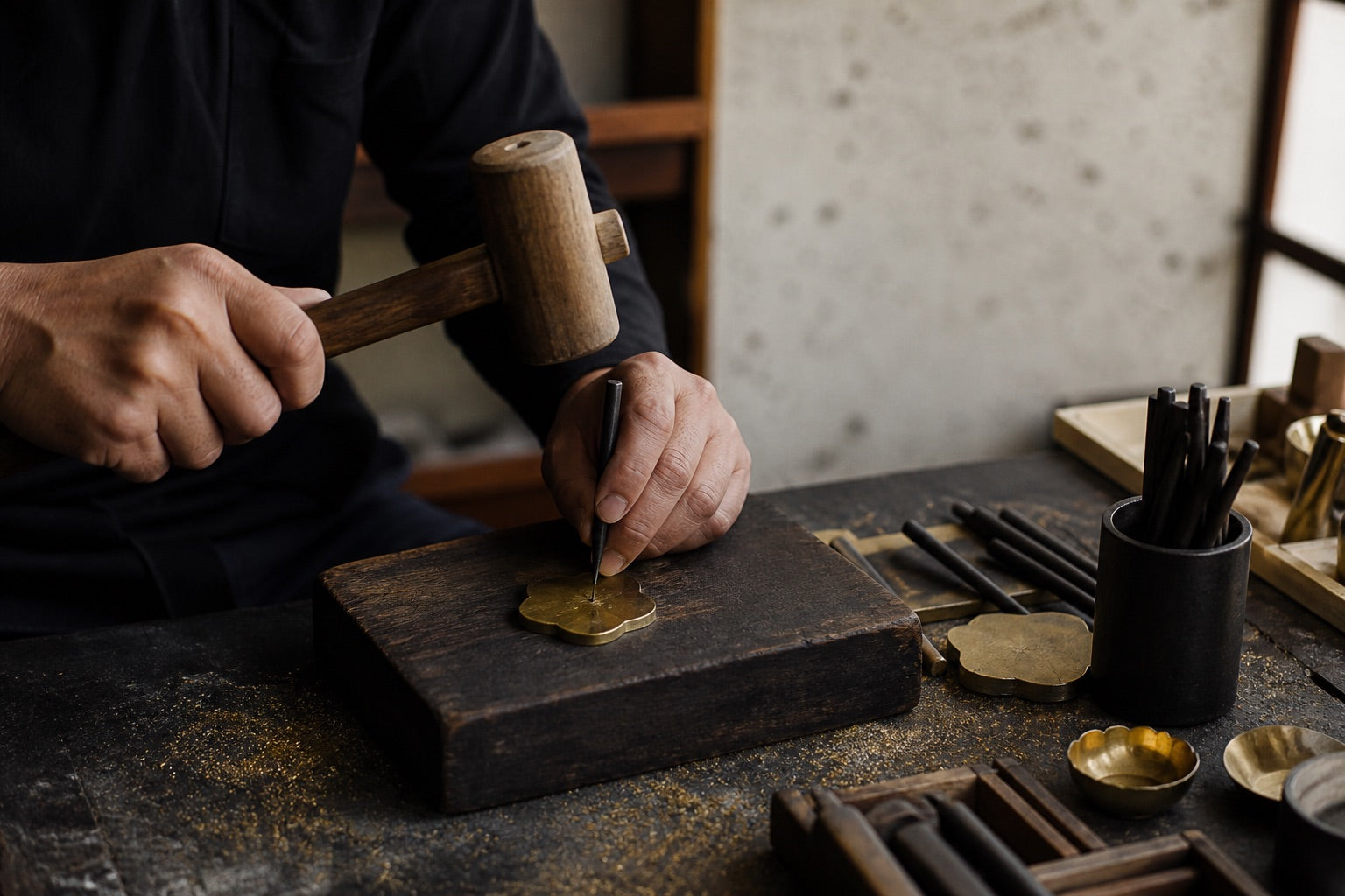 A maker, workshop, and materials
